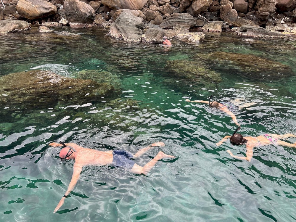 The seawater is so clear that you can see all the way to the bottom